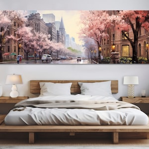 Vintage Spring Chicago Canvas Print, Large Chicago Wall Art, Impressive Chicago Abstract Painting, Chicago Downtown, Chicago Wall Decor