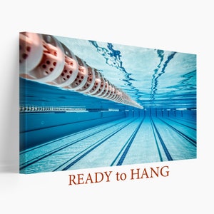 Swimming Pool Underwater Canvas Art, Swimming Wall Art, Swimmer Gift, Abstract Swimming Pool Photo, Water Print Sports Boys Room Home Deco