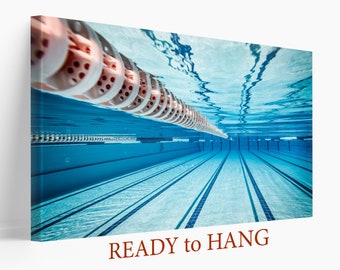 Swimming Pool Underwater Canvas Art, Swimming Wall Art, Swimmer Gift, Abstract Swimming Pool Photo, Water Print Sports Boys Room Home Deco