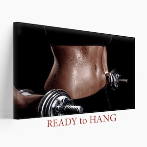 Fitness Girl Print, Motivation Canvas, Sport Canvas Print, Gym Wall Art, Dumbbell Poster, Gym Room Decor