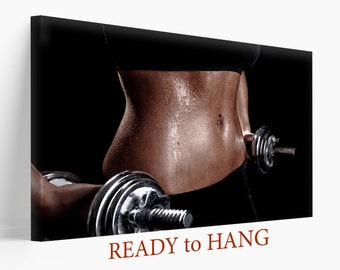 Fitness Girl Canvas Print, Workout Motivation Wall Art, Gym Wall Decor