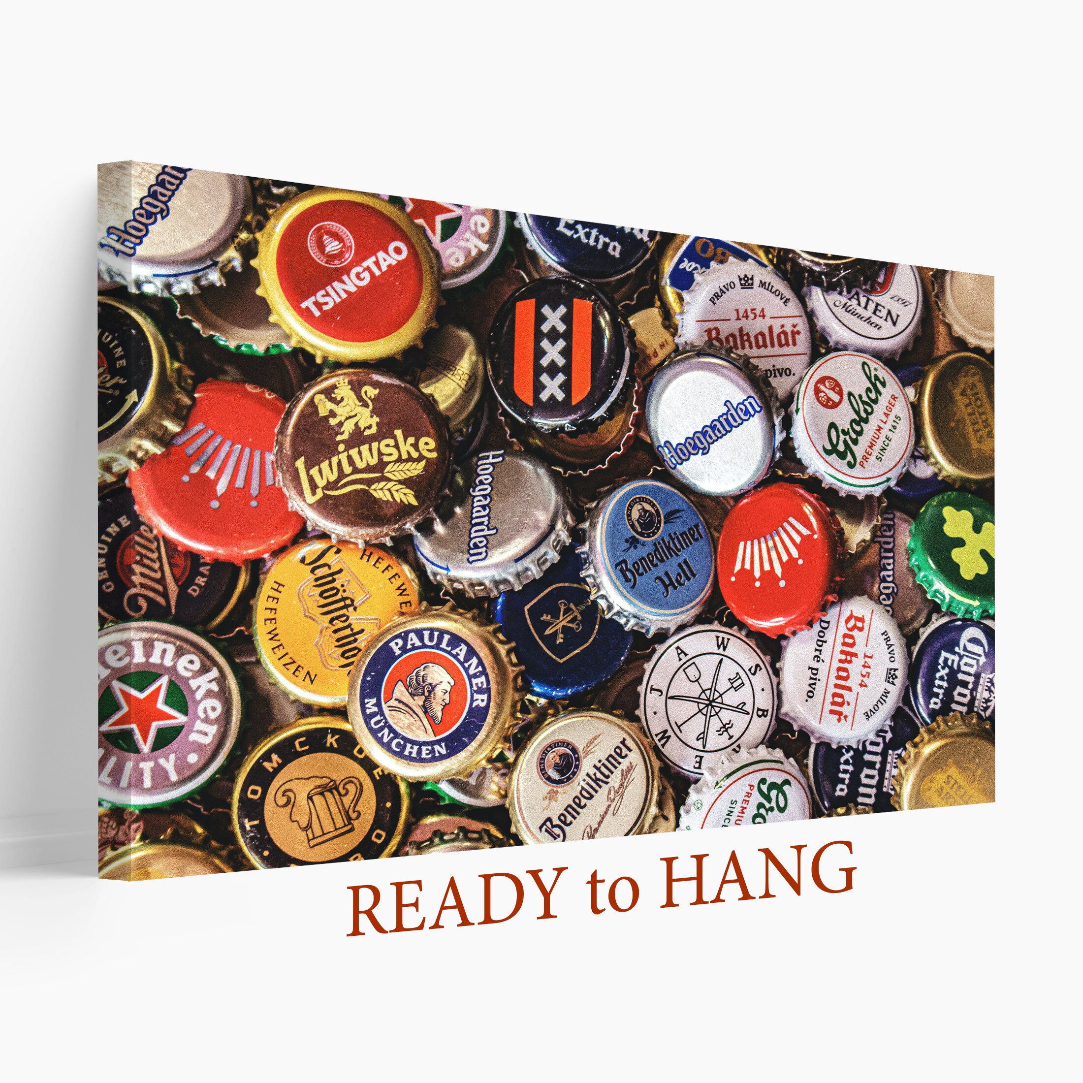 Beer Bottle Caps Canvas Art Bar Wall Decor Beer Print Man Etsy UK