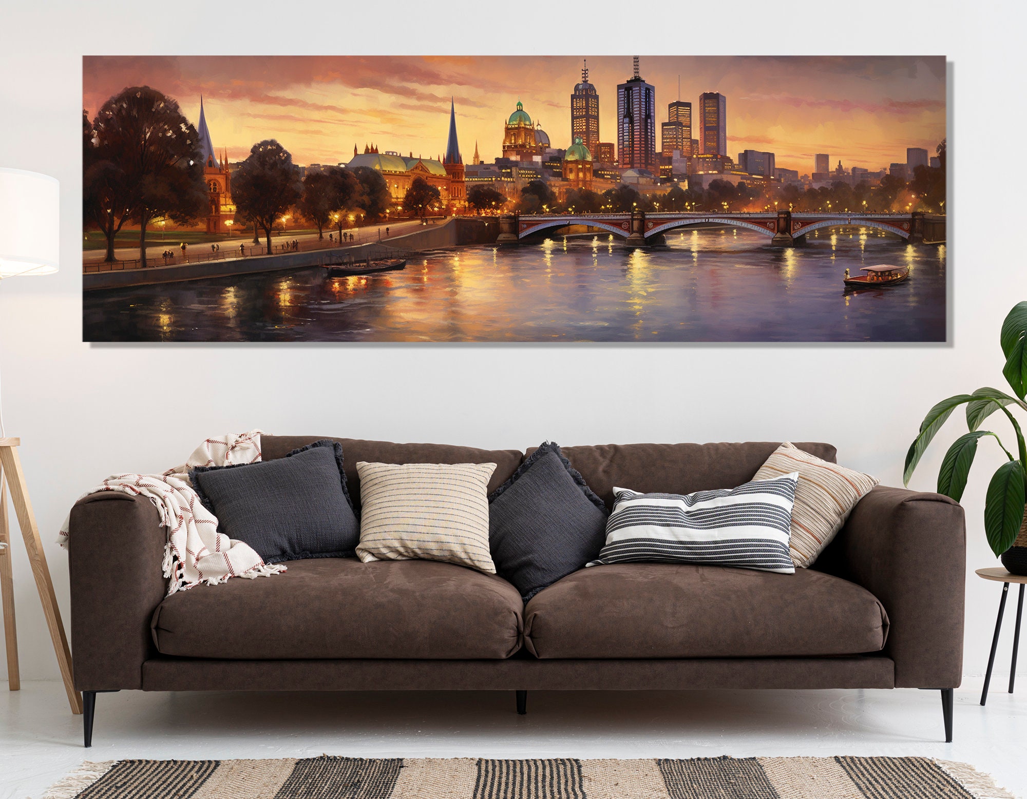 Scenic Melbourne Skyline, Melbourne Canvas Print, Large Melbourne ...