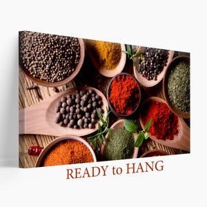 Indian Spices Canvas Print, Indian Wall Art, Restaurant Wall Decor, Herbs Print, Kitchen Wall Art Food, Indian Wall Decor, Spices Wall Art