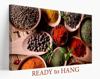 Indian Spices Canvas Print, Indian Wall Art, Restaurant Wall Decor, Herbs Print, Kitchen Wall Art Food, Indian Wall Decor, Spices Wall Art