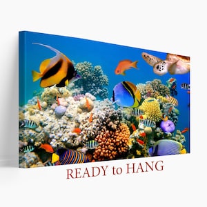 Unterwasser Tropischer Fisch Leinwand Poster, Riff Unterwasserdruck, Koralle Wandkunst, Wohnzimmer Dekor, Aquarium Tauchgeschenk