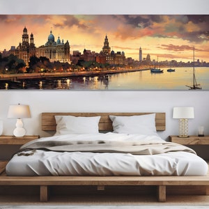 Large Montevideo Painting, Stunning Montevideo Skyline Canvas Print, Montevideo Wall Art, Uruguay Wall Art