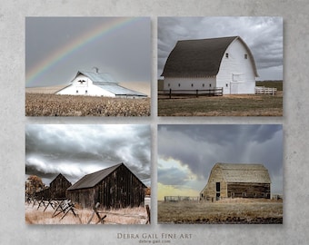 Barn Landscape Photography: Set of 4 Country Farmhouse Prints