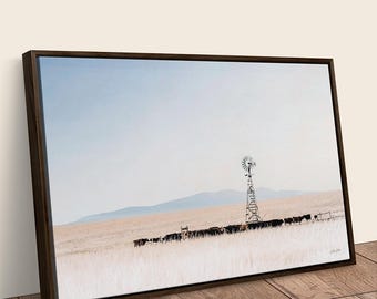 Black Angus Cow Wall Art | Prairie Cattle Canvas Print - Windmill Decor