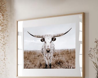 Oversized Texas Longhorn Canvas | Debra Gail Western Statement Wall Art