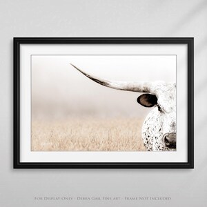 Western Luxe Longhorn Art Canvas or Print | Debra Gail Minimalist Ranch Decor | Large Cattle Wall Art image 11