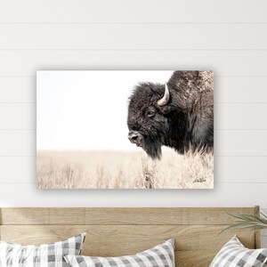 Sepia Bison Photo: American Buffalo Prairie Art - Canvas or Print