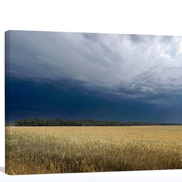 Kansas Picture of Storm Clouds Over a Field, Country Photography Print by Debra Gail, Farmhouse Style Decor, Western Landscape Photo Artwork