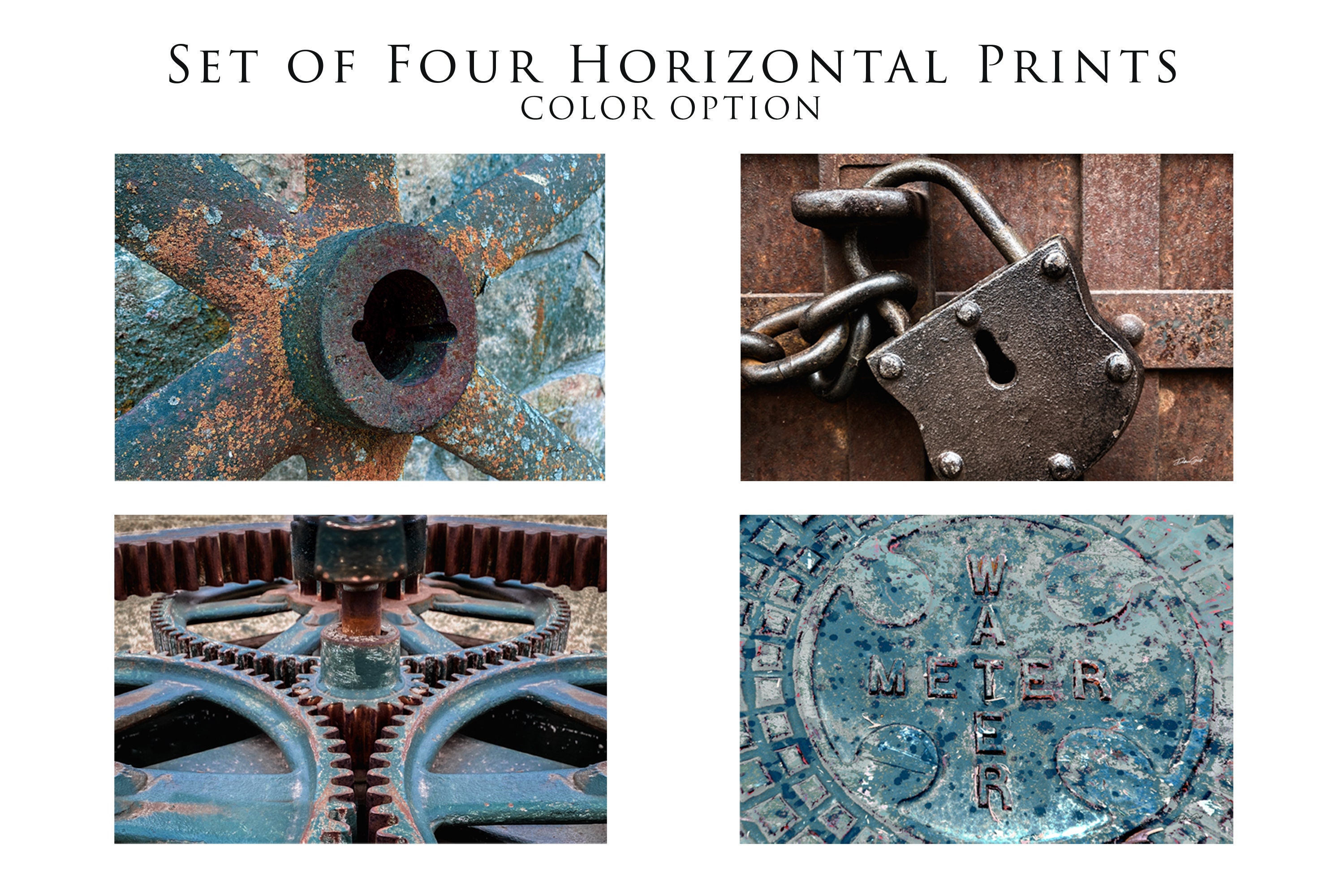 SALE Industrial Laundry, Office, Bathroom Wall Decor, Teal and Bronze