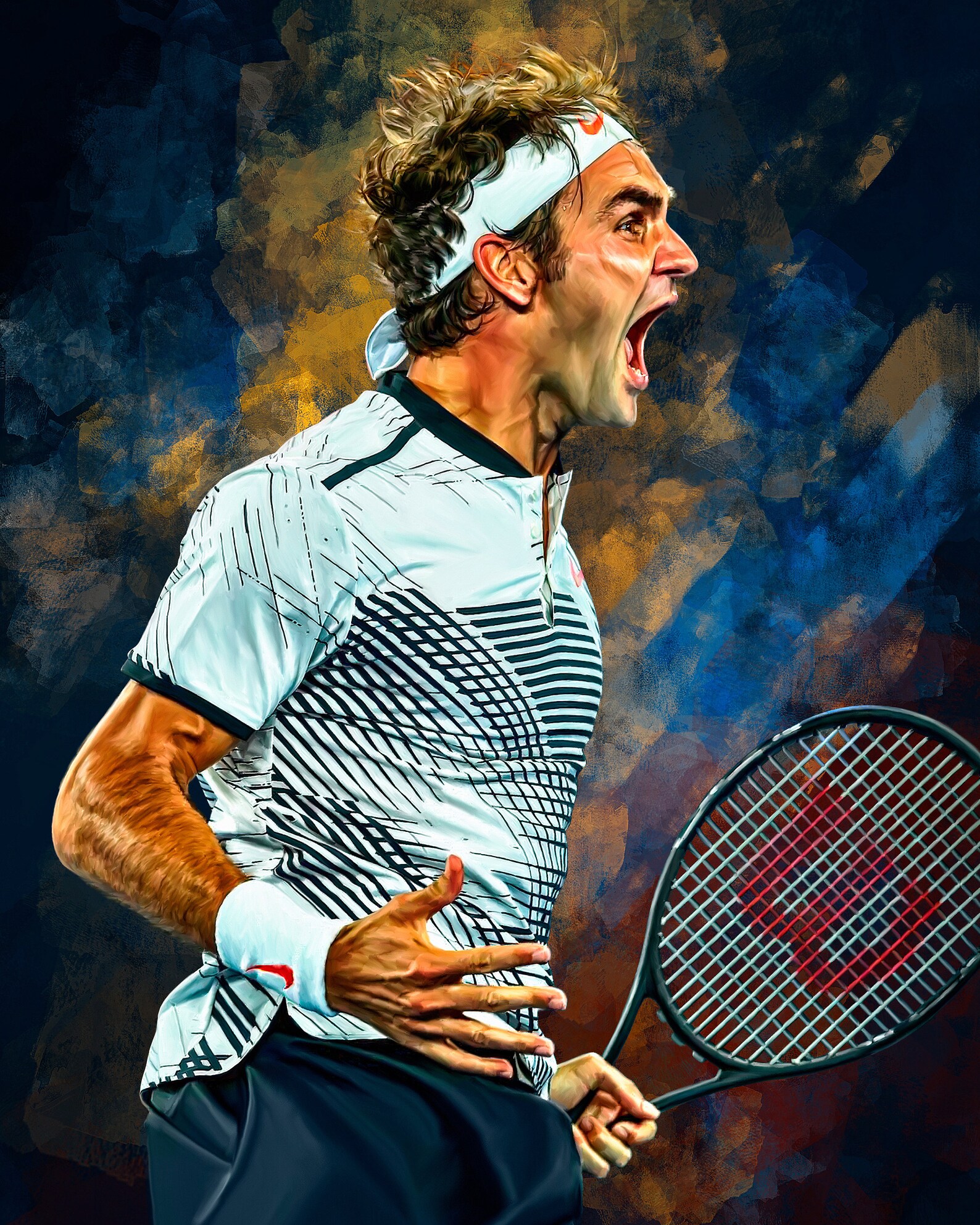 Roger Federer Poster. Australian Open 2017. Digital Artwork Etsy