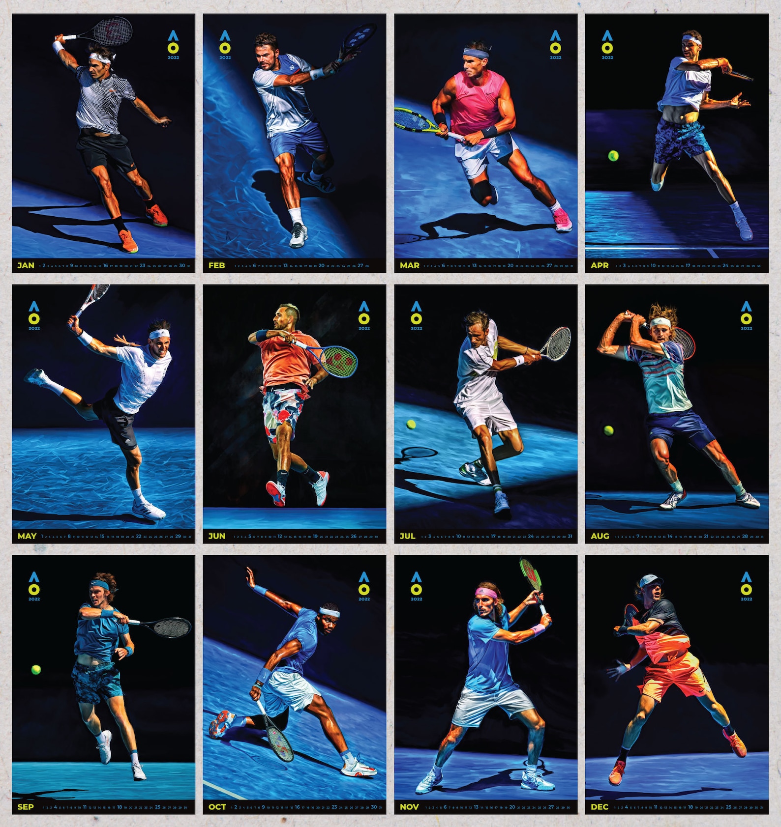 Tennis Artwork Album poster Calendar 2022 Australian Etsy