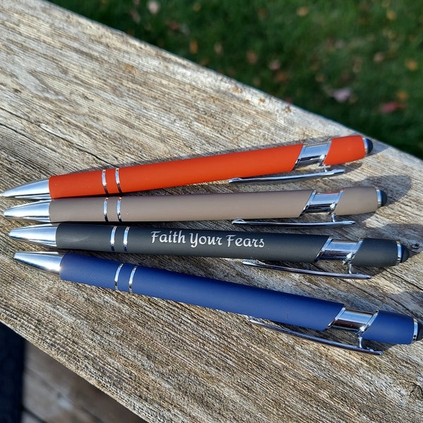 Personalized Engraved Pen with Logo and Stylus -  custom laser engraved pens - office gift - personalized gift - engraved pens