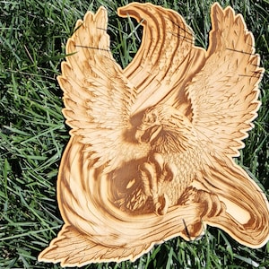 Patriotic American Flag With Eagle - Laser Engraved Wall Decor / Wall Art (Awesome Independence Day Gift/4th of July)