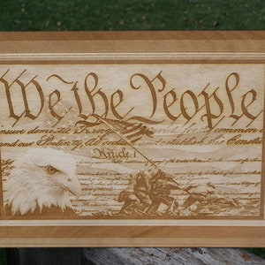 We The People with Eagle and Soldiers - Laser Wall Art - Patriotic Decor - Veteran Home Decor