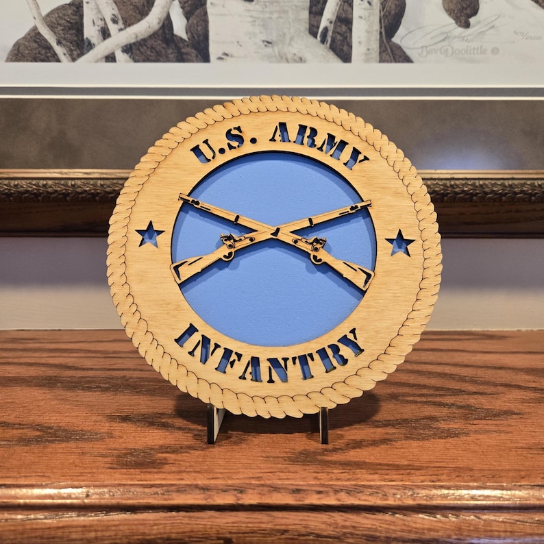 U.S. Army Infantry Crossed Rifles Wall Plaque | 3D Wood Infantry Disk ...