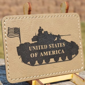 Custom Laser Engraved Leatherette Patch 3.5 x 2.5 Inch, Your Logo or Picture, Adhesive backing, Heat Transfer, Iron On