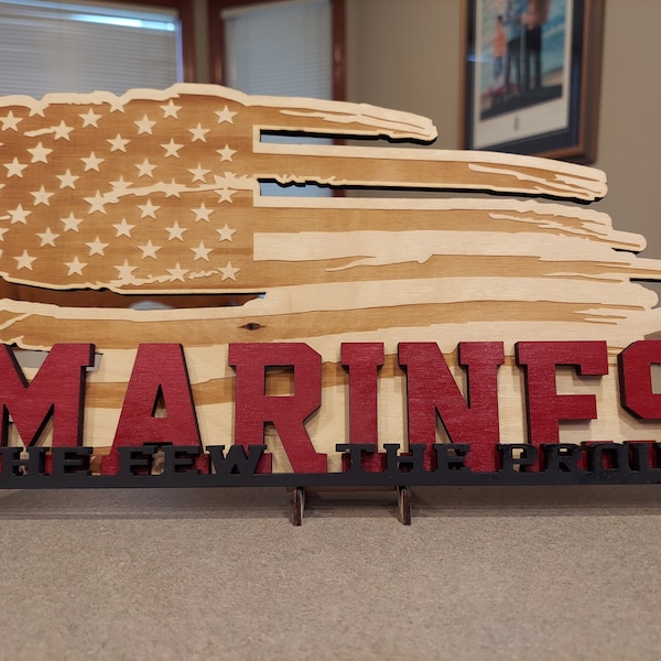 The Few, The Proud - The Marines!  USMC License #22030 Multi-Layered Sign - Marine Corps Veteran - Marine Gift - Veteran Gift