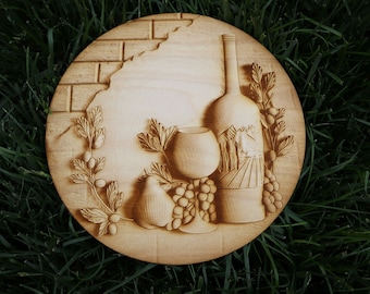 Fruit and Wine - Laser Engraved Wall Art / Wall Decor