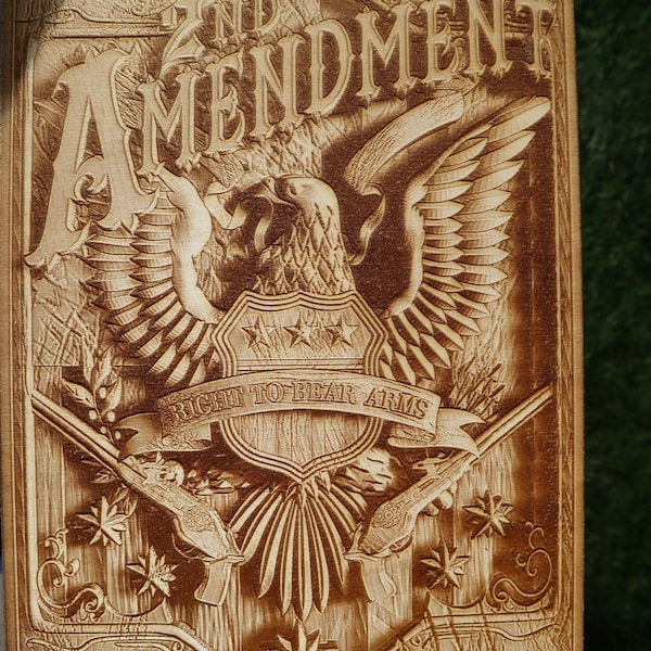 2nd Amendment Eagle - Second Amendment Laser Engraved Wall Decor / Wall Art (Awesome Independence Day Gift)