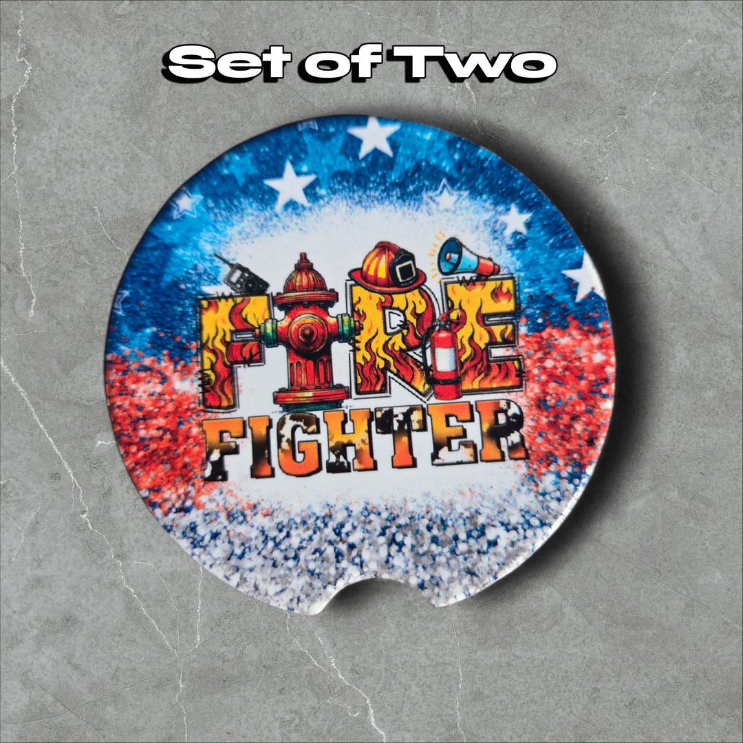 Firefighter/fireman Car Coasters (2) - Etsy