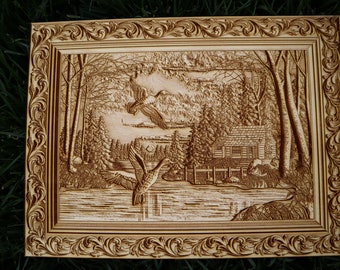 Duck and Cabin Wall Art - Hunter's Gift - Man Cave Decor