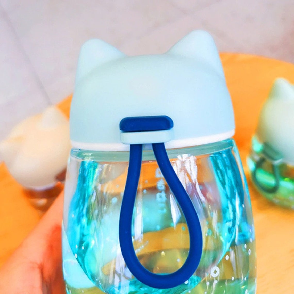 300ml cute Cat water bottle Mini Glass Cup Gradient Color Etsy
