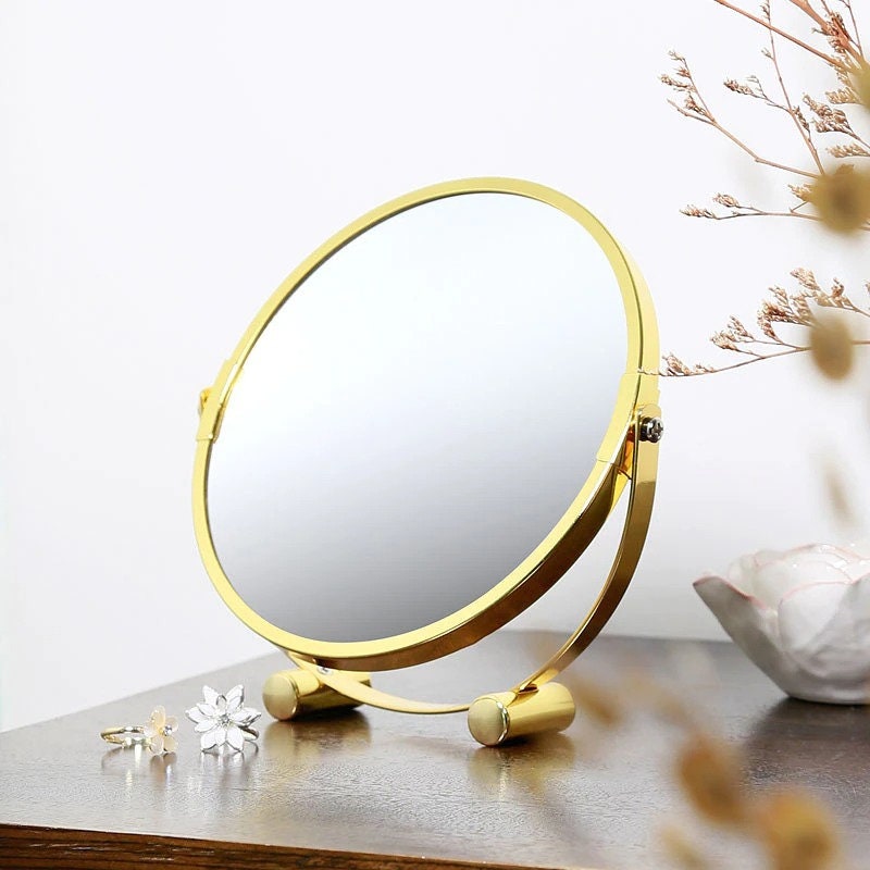 Round Golden Makeup Mirror Desktop circle Mirror Cosmetic Etsy