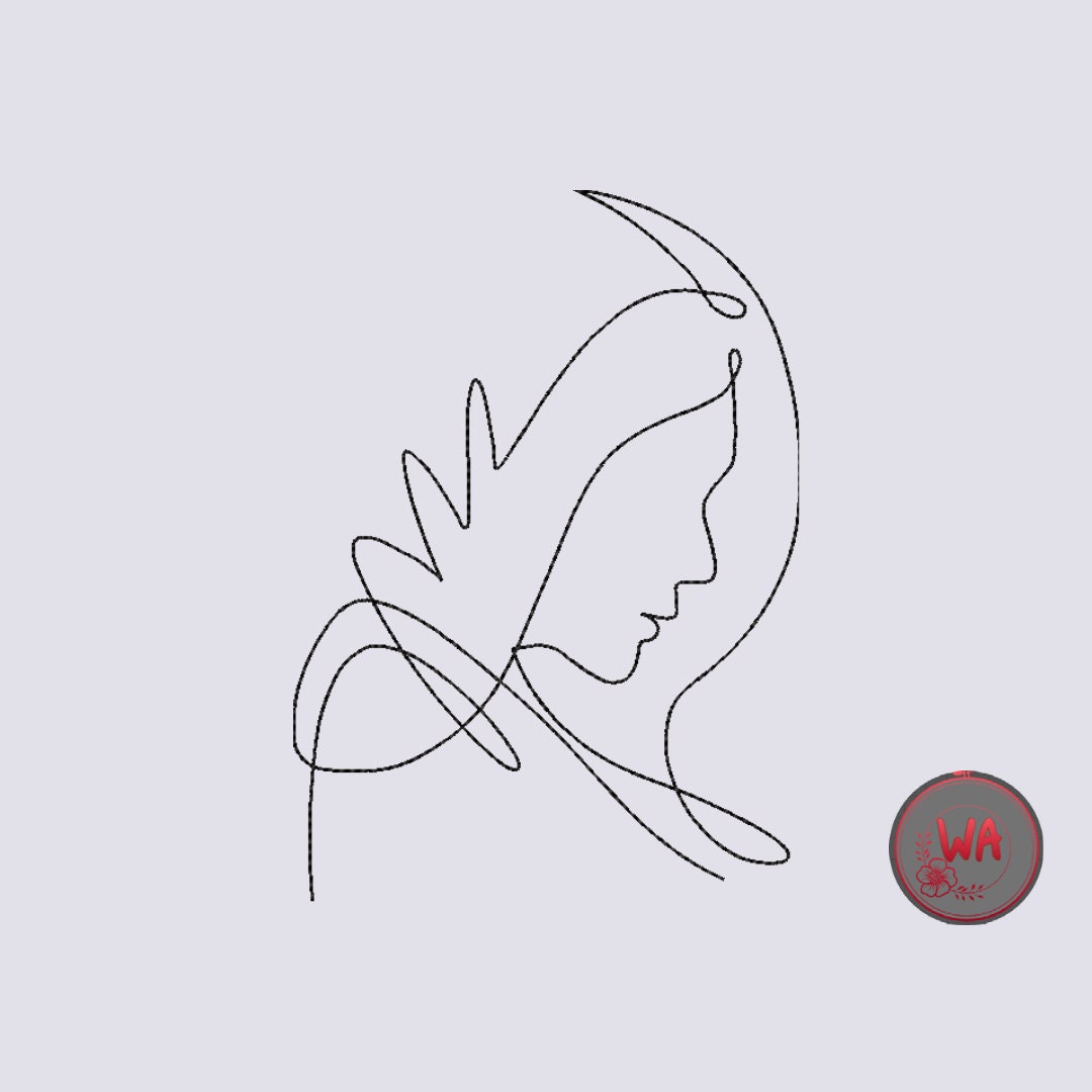 Woman Face Embroidery Design Line Art Embroidery Designs - Etsy