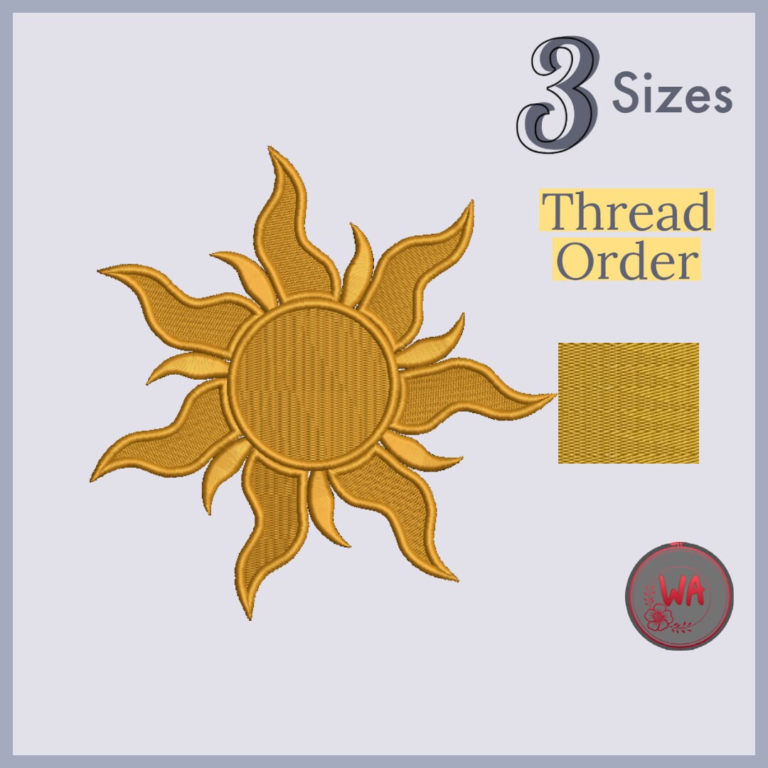 Sun Machine Embroidery Designs Rapunzel Sun Embroidery - Etsy
