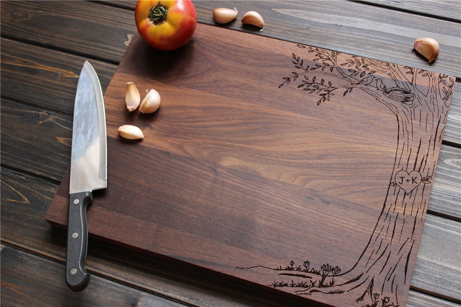 Cutting Board Personalized Walnut cutting board tree Etsy
