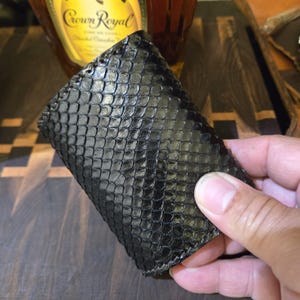 Tri-fold black python wallet