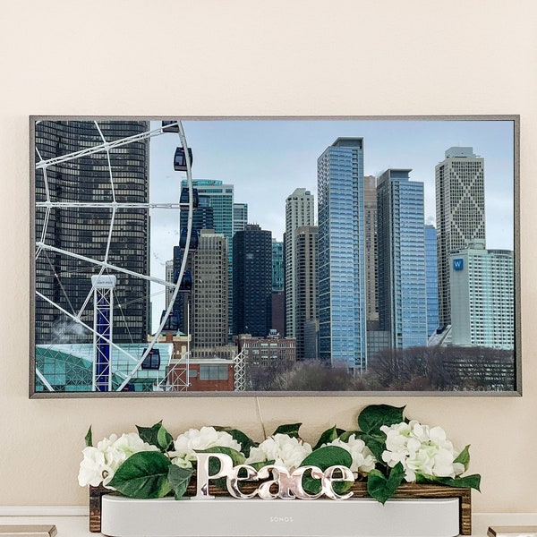 Frame Tv Artwork *Instant Download* Navy Pier Chicago Skyline