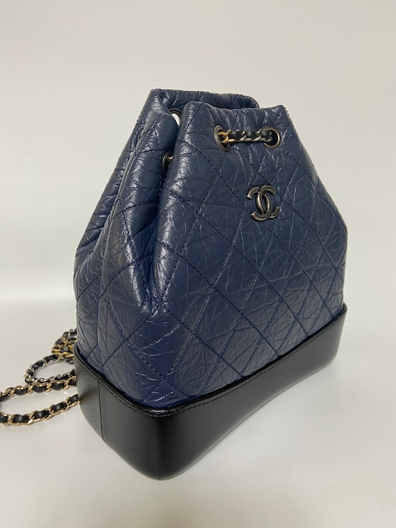 Chanel Beige/Black Aged Quilted Leather Small Gabrielle Backpack Chanel