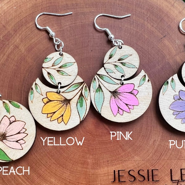 Hand-painted flower earrings