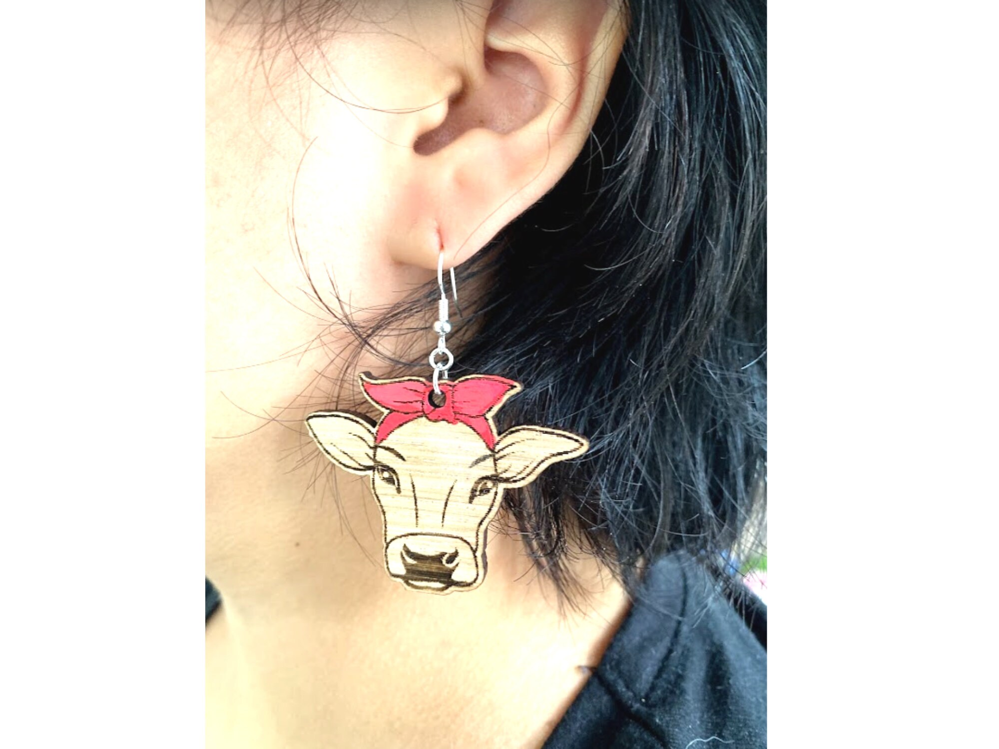Jersey Cow Earrings Cow Earrings Cow Dangles Hand Painted Etsy