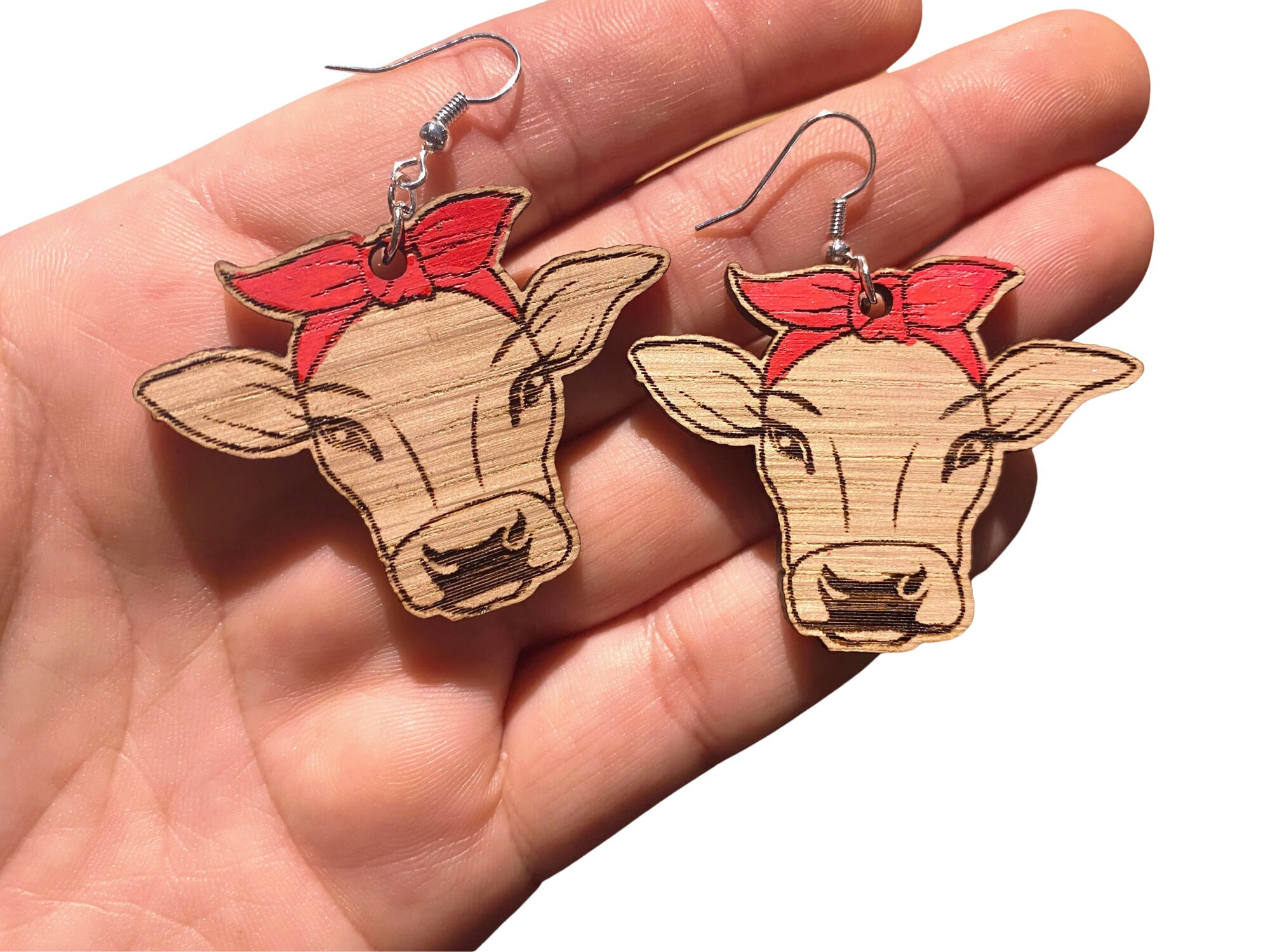 Jersey Cow Earrings Cow Earrings Cow Dangles Hand Painted Etsy