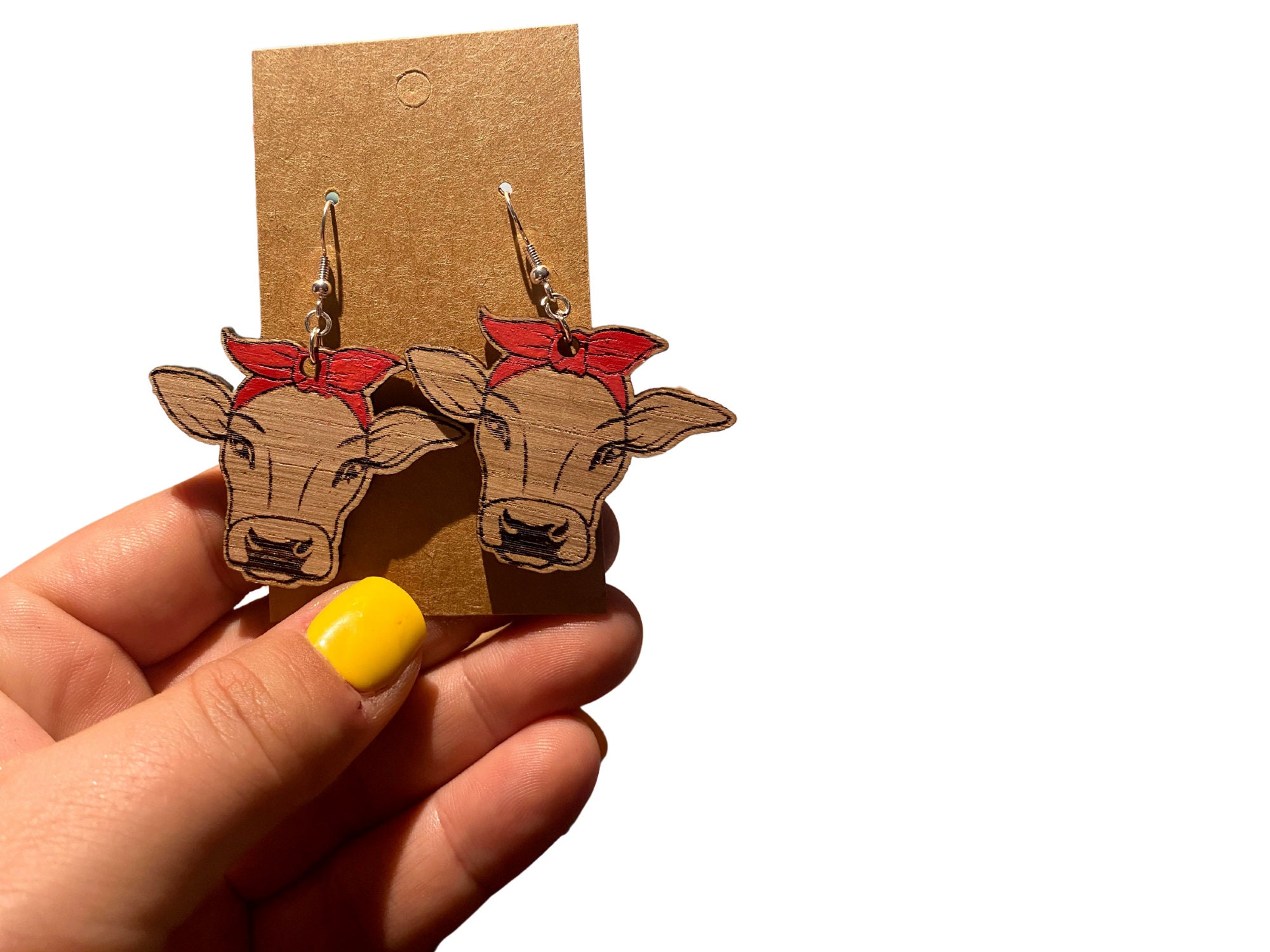 Jersey Cow Earrings Cow Earrings Cow Dangles Hand Painted Etsy