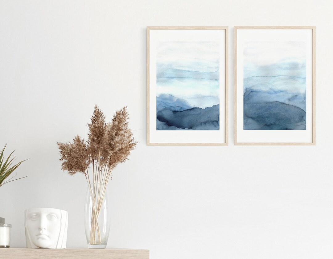 Watercolor Paintings, Set of 2 Minimalist Wall Art Decor, Wall Art ...
