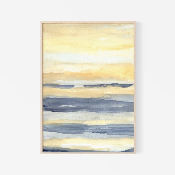 Blue and Yellow Wall Art Etsy