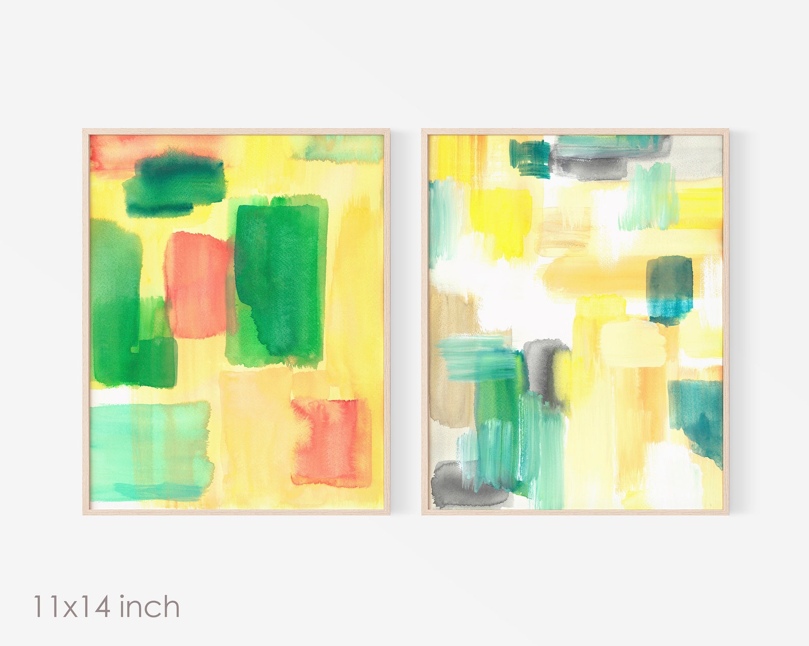 Watercolor Paintings Set of 2 Minimalist Wall Art Decor Wall Etsy UK