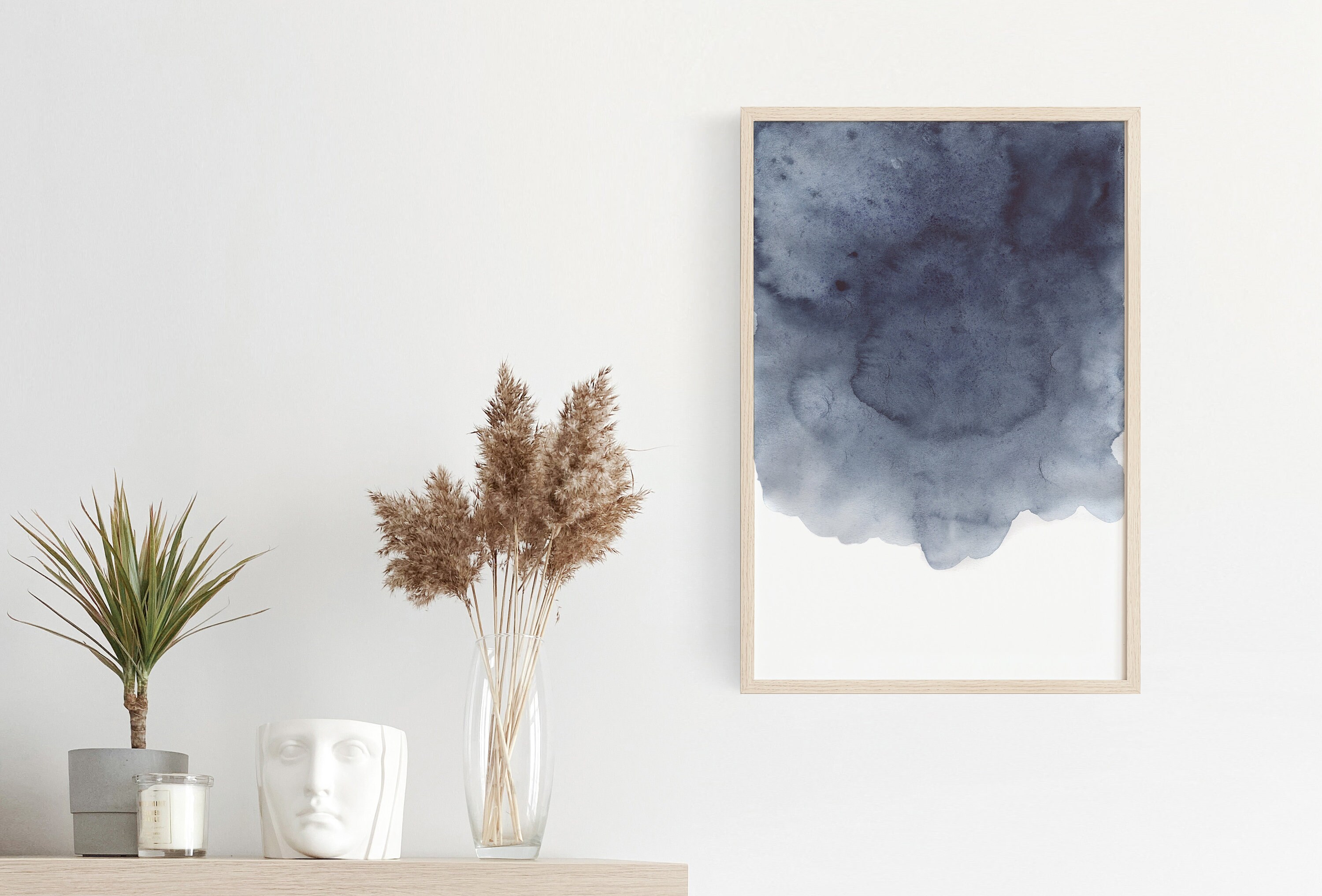 Minimalist Wall Art Decor, Watercolor Painting, Wall Art Print, Dark ...