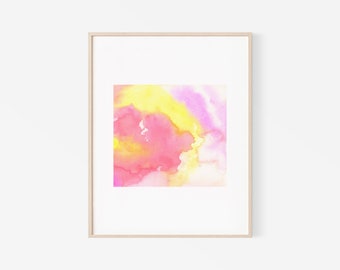 Minimalist Wall Art Print, Colorful Watercolor Painting, Abstract Art Wall Decor, Pastel Watercolour Printable Art, Digital Download