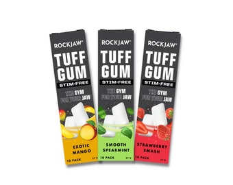 ROCKJAW® Jawline Kaugummi – Tuff Gum 2.0 + B-Vitamin-Komplex – 10er-Pack (Stimulationsfrei)