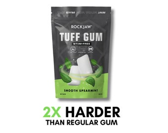 ROCKJAW® Essential Xylitol Tuff Gum - Xylitol + B Vitamins Chewing Gum - (Stim-Free) - Smooth Spearmint - Aspartame-Free Chewing Gum