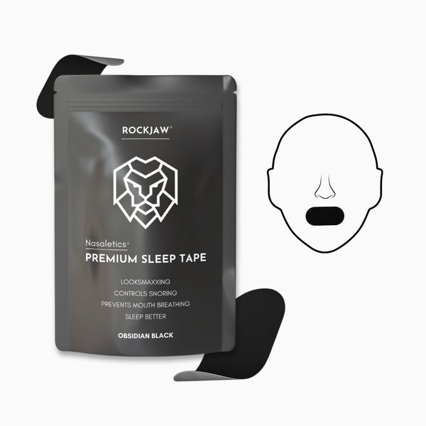 Ruban adhésif pour le sommeil ROCKJAW® Looksmaxxing Nasaletics® | Respiration nasale, contrôle des ronflements, structure du visage, posture de la langue, adhérence confortable